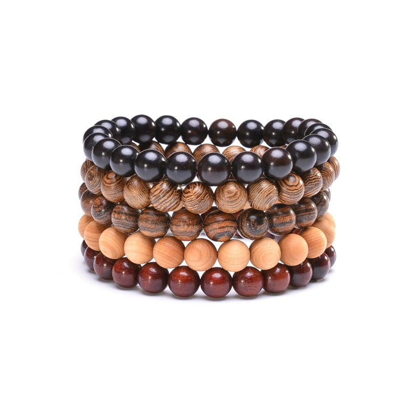 BRACELET DE PERLE DE BOIS NATUREL