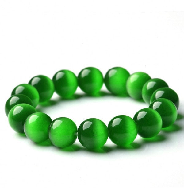 BRACELET BOULES DE PIERRE OPALE VERTE NATURELLE