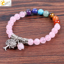 Charger l&#39;image dans la galerie, BRACELET ARBRE PENDENTIF 7 CHAKRAS
