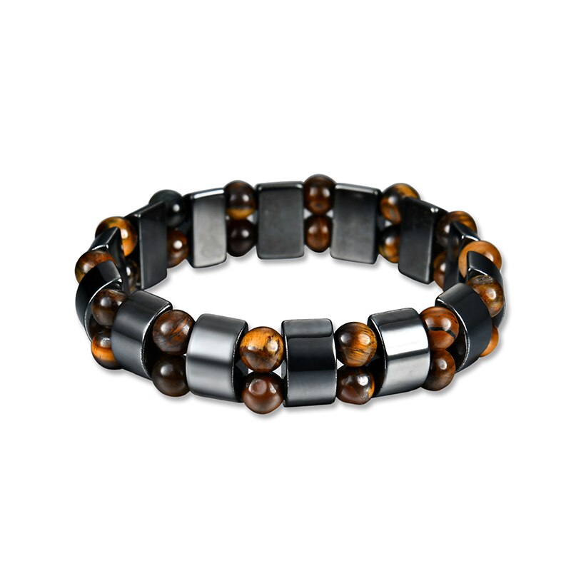 BRACELET DE PERLES DE PIERRE OEIL-DE TIGRE ET HÉMATITE